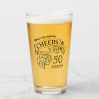 Typography Cheers And Beers Any Age Birthday Glass