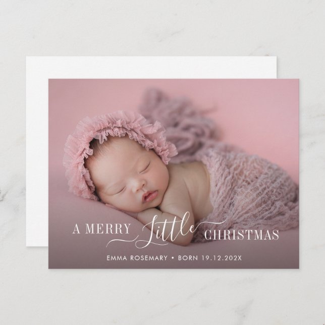 typography christmas birth announcement card (Front/Back)
