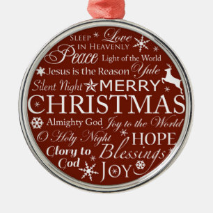 Typography Christmas Words Metal Tree Decoration