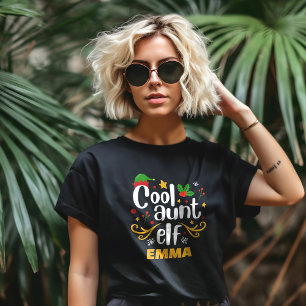 Typography Cool Aunt Elf Fun Family Matching T-Shirt