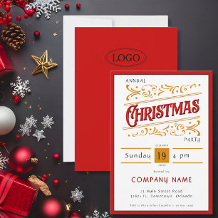 Typography Corporate Logo Christmas Party  Invitation
