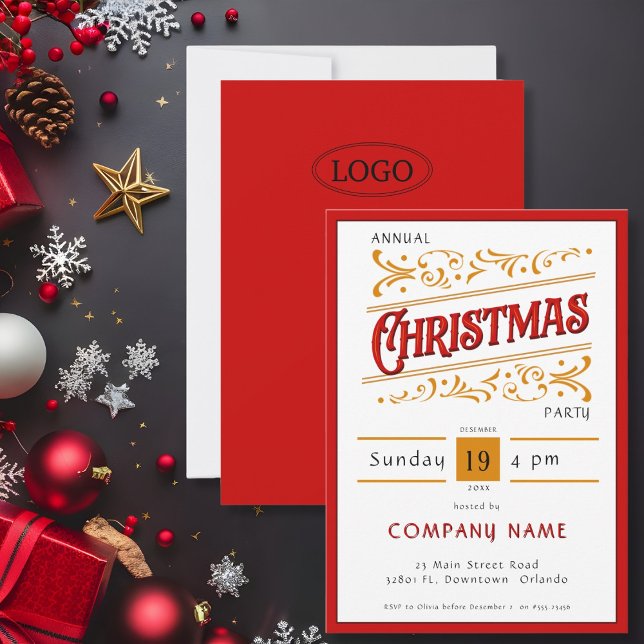Typography Corporate Logo Christmas Party  Invitation (Typography Corporate Logo Christmas Party Invitation)
