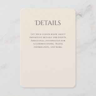 Typography Curved Beige Wedding Details Enclosure Card