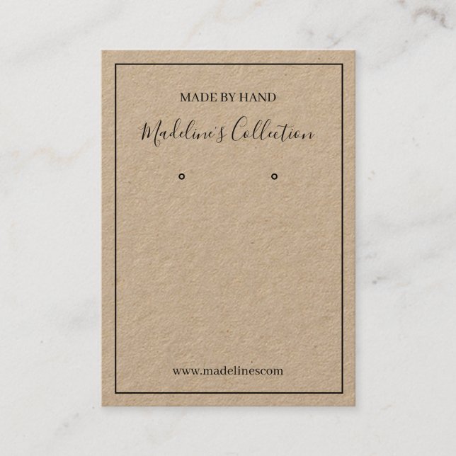 Typography Custom Jewellery Earrings Display Card (Front)
