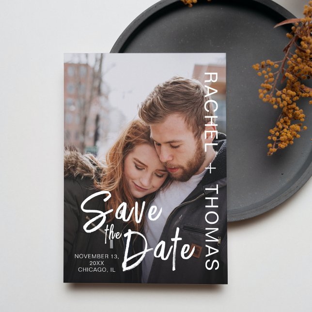 Typography Custom Photo Wedding Save the Date Card (Creator Uploaded)