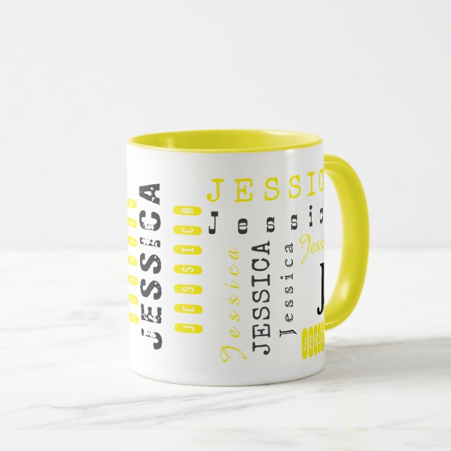 Typography Custom Repeating Name & Monogram Mug (Front Right)
