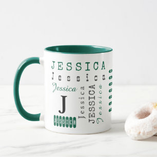 Typography Custom Repeating Name & Monogram Mug
