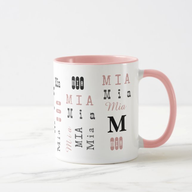 Typography Custom Repeating Name & Monogram Mug (Right)