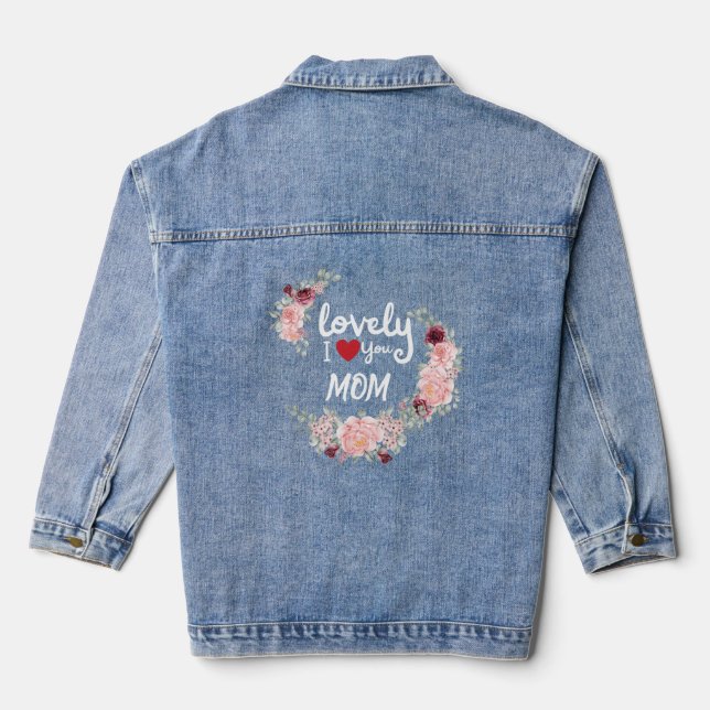 Typography, customised,  flower lovely mum denim jacket (Back)