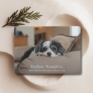 Typography Define Naughty Christmas Dog Pet Photo Holiday Card