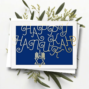 Typography Design Happy Hanukkah Holiday Card