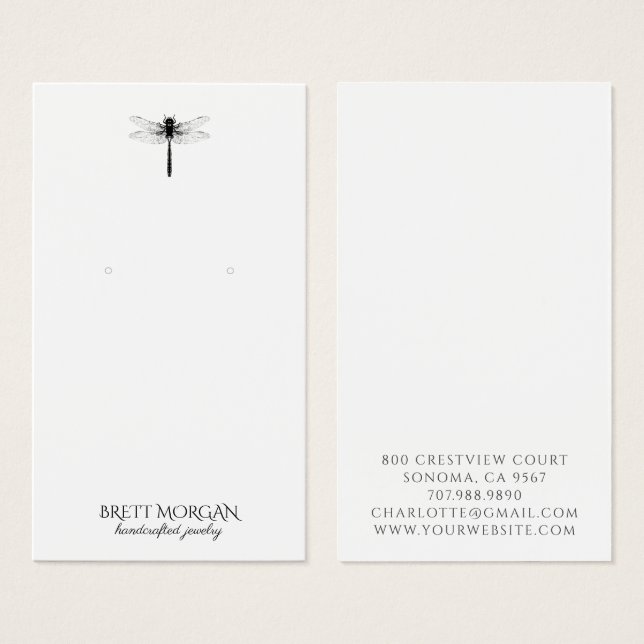 Typography Dragonfly Earring Jewellery Display Car (Front & Back)