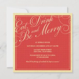 Typography Eat Drink and Be Merry Holiday Party Invitation
