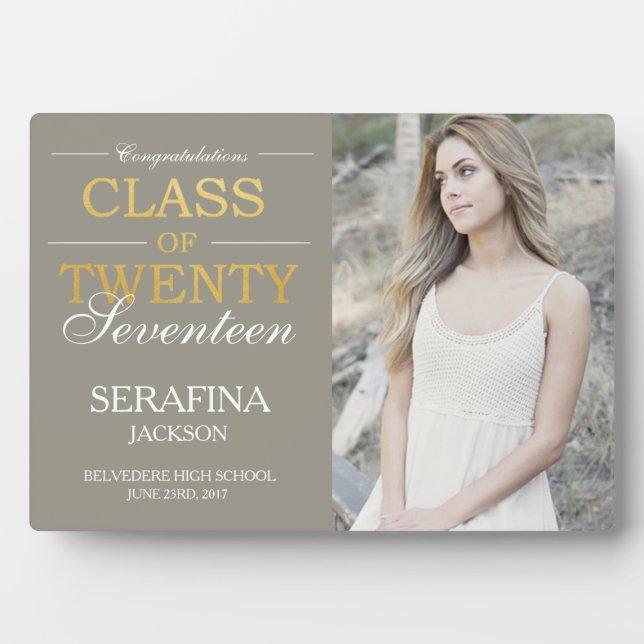 Typography Editable Colour Graduate Photo Plaque (Front)