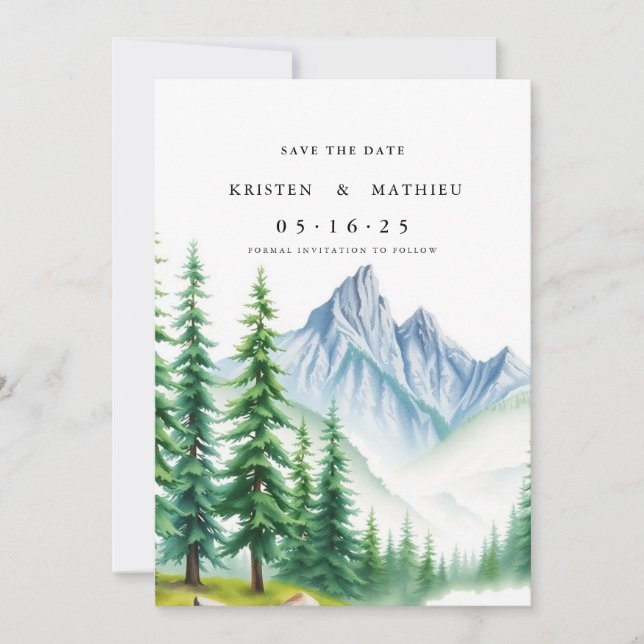 Typography Editable Mountain Save The Date (Front)