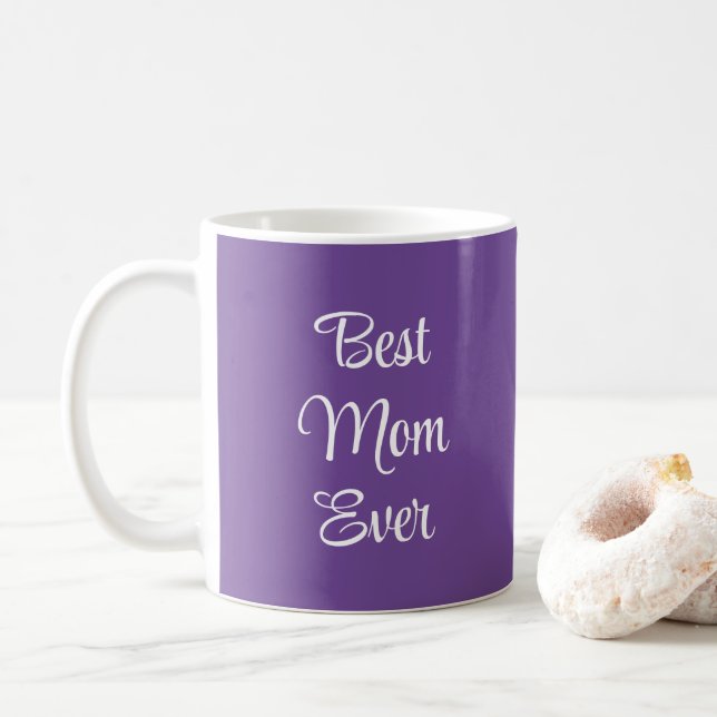Typography Elegant Modern Purple Best Mum Ever Coffee Mug (With Donut)