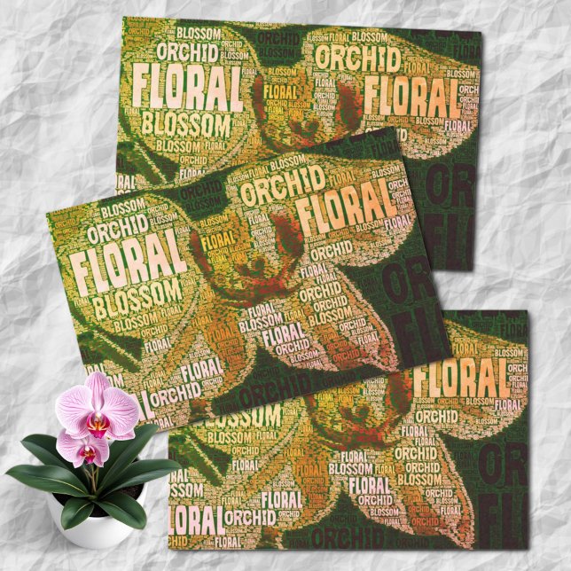 Typography Embedded Word Cloud Decoupage Tissue Paper (orchid word cloud tissue paper)