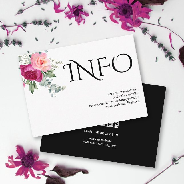 Typography, eucalyptus, pink rose flowers details enclosure card (Creator Uploaded)