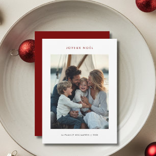 Typography French Christmas Red Joyeux Noël Photo Holiday Card