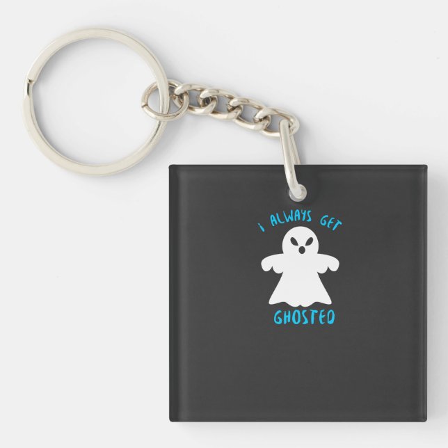 Typography Funny Ghosted Halloween T-Shirt Design Key Ring (Front)