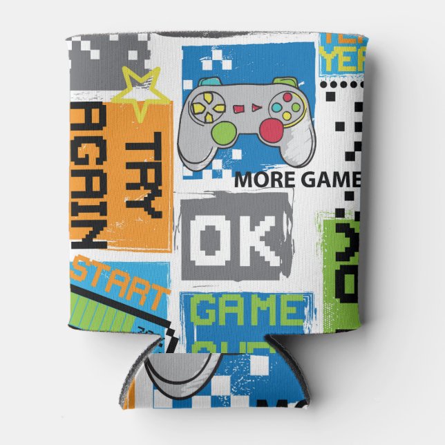 Typography game pixel: playful background. can cooler (Front)