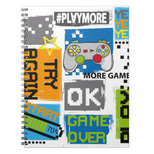 Typography Game pixel print. Game illustration. bo Notebook