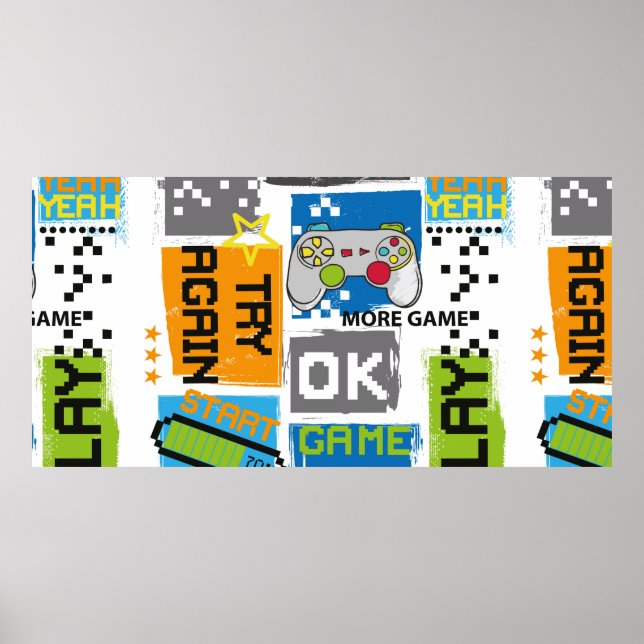 Typography Game pixel print. Game illustration. bo Poster (Front)