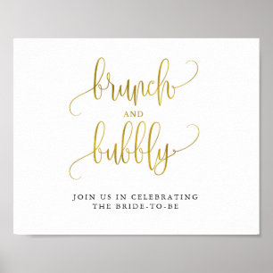 Typography gold brunch and bubbly poster
