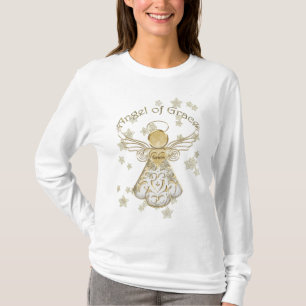 Typography Gold Christmas Angel of Grace & Stars T-Shirt