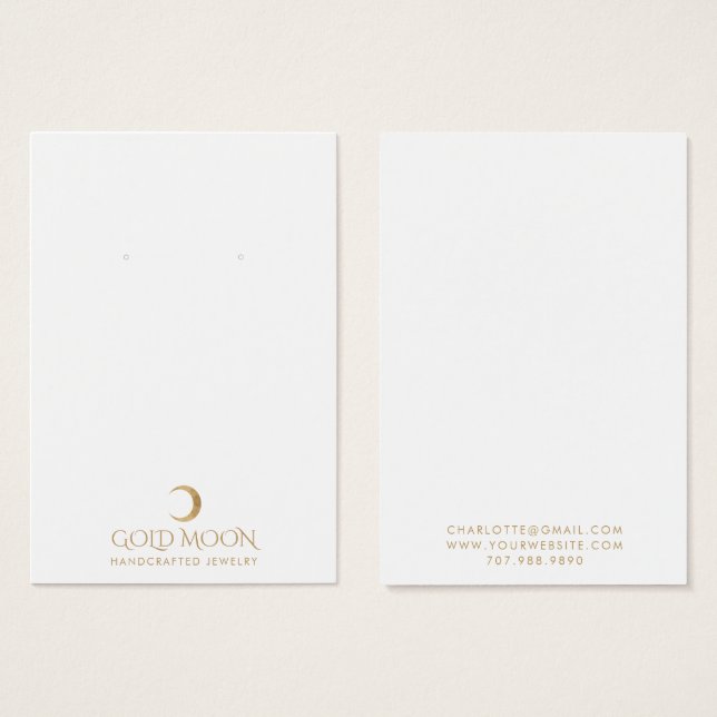 Typography Gold Moon Earring Jewellery Display Car (Front & Back)