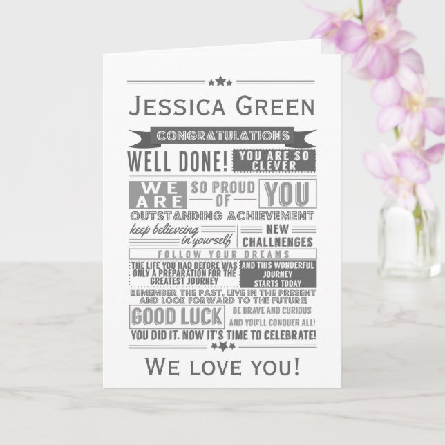 typography graduation card university college grad (Orchid)