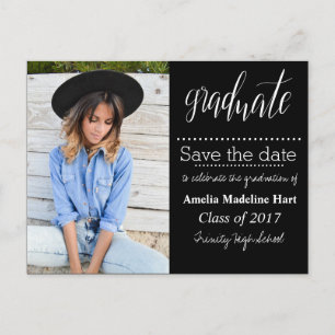 Typography Graduation Party   Save The Date Photo Announcement Postcard
