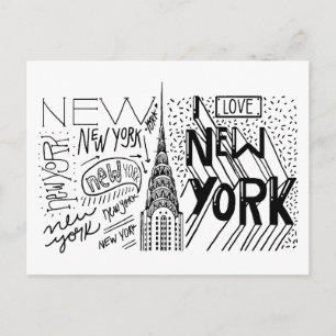 Typography Graphic New York City, New York Postcard