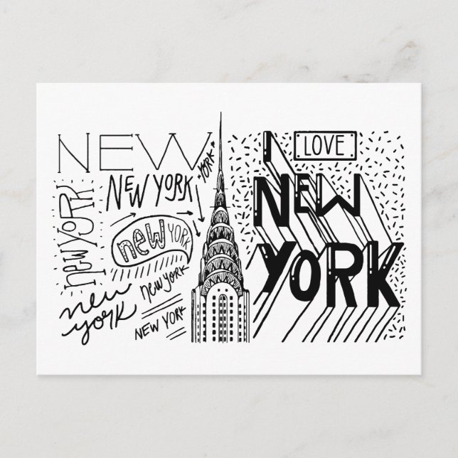 Typography Graphic | New York City, New York Postcard (Front)