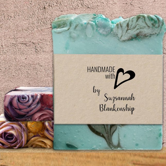 Typography Handmade Custom Name Heart Outline Rubber Stamp (Creator Uploaded)