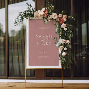 Typography Heart Dusty Rose Wedding Welcome Sign