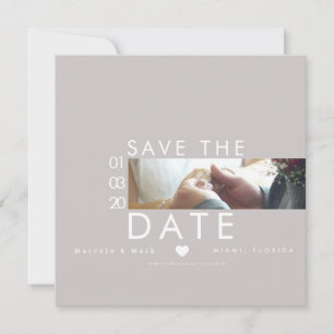 Typography Hearts Save The Dates Thin Photo  Postc Card