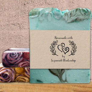 Typography Homemade Linked Hearts Wreath Custom Rubber Stamp