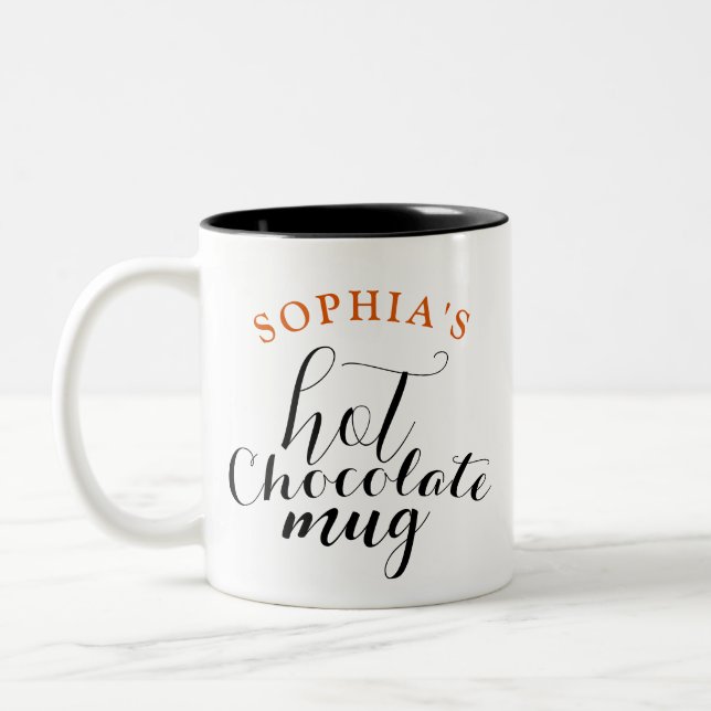 Typography Hot Chocolate Mug with Name & Initial (Left)
