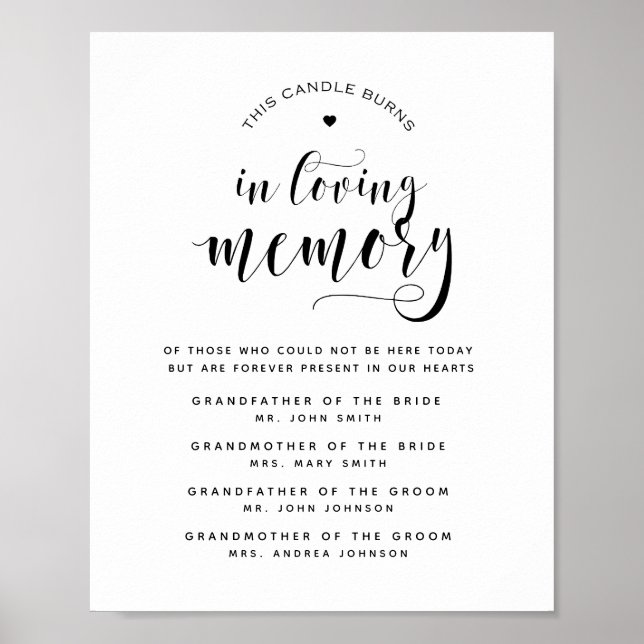 Typography in loving memory wedding sign memorial (Front)