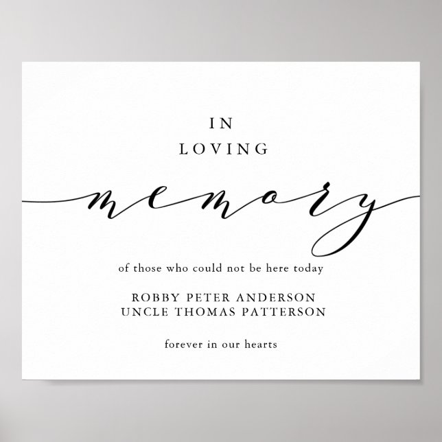 Typography in loving memory wedding sign memorial (Front)