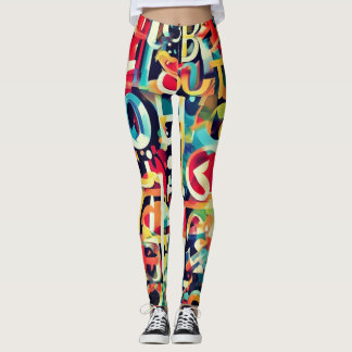 Typography in Various Colours Leggings