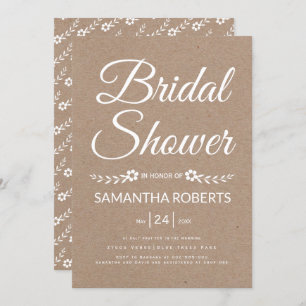 Typography kraft paper bridal shower wedding invitation