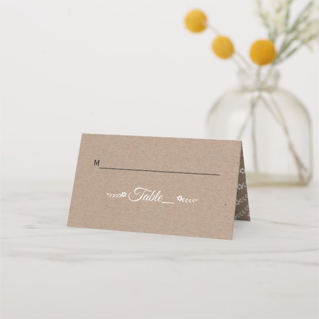 Typography kraft paper rustic wedding escort card (Front)