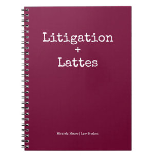 Typography Latte Study Law Student Trendy Burgundy Notebook