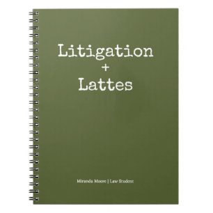 Typography Latte Study Law Student Trendy Olive Notebook