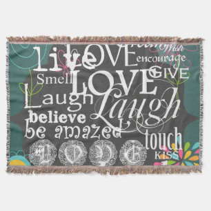 Typography Live and Laugh Throw Blanket
