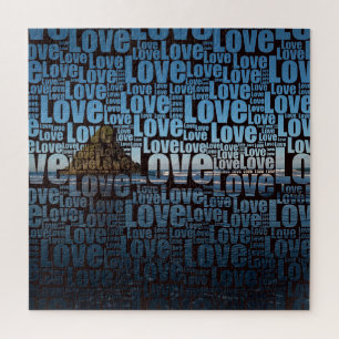 Typography LOVE Custom Seascape Photo Jigsaw Puzzle