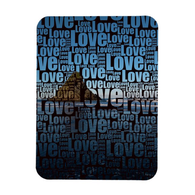Typography LOVE Custom Seascape Photo Magnet (Vertical)