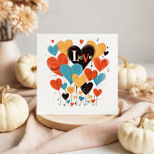 Typography Love Heart Flowers Valentine's Day Card